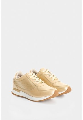 Tenis De Cuero Con Detalle Grabado Para Mujer Tropical 2 Tenis De Cuero Con Detalle Grabado Para Mujer Tropical 2 Dorado 38 VÉLEZ