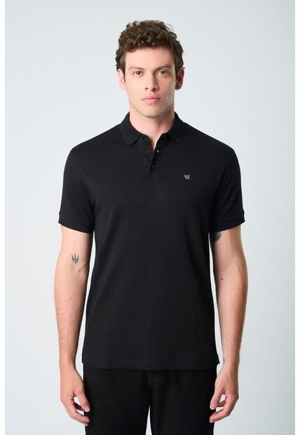 Polo Alcor Manga Corta Para Hombre Detalle Acanalado Polo Alcor Manga Corta Para Hombre Detalle Acanalado Negro S VÉLEZ