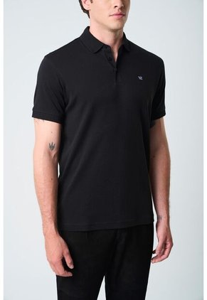 Polo Alcor Manga Corta Para Hombre Detalle Acanalado Polo Alcor Manga Corta Para Hombre Detalle Acanalado Negro S VÉLEZ