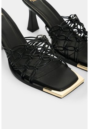 Sandalia Tacón En Cuero Par Mujer Orquidea Sandalia Tacón En Cuero Par Mujer Orquidea Negro 40 VÉLEZ
