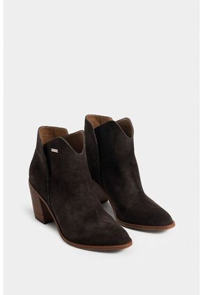 Botines Tacón Pistia De Cuero Gamuza Para Mujer Corte Asimétrico Botines Tacón Pistia De Cuero Gamuza Para Mujer Corte Asimétrico Cafe 35 Vélez