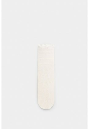 Calcetín Largo En Encaje Para Mujer Icaro Calcetín Largo En Encaje Para Mujer Icaro Blanco XS VÉLEZ