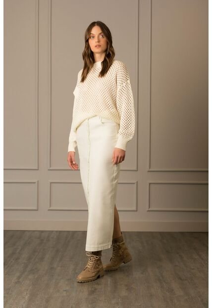 Falda Tubo Para Mujer Tejido Plano Tiro Alto Falda Tubo Para Mujer Tejido Plano Tiro Alto Blanco 10 Vélez