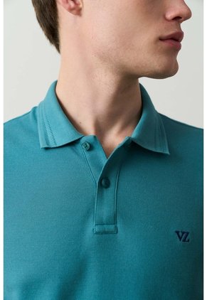 Polo Manga Corta Essential Para Hombre Textura Polo Manga Corta Essential Para Hombre Textura Azul Aguamarina XS VÉLEZ
