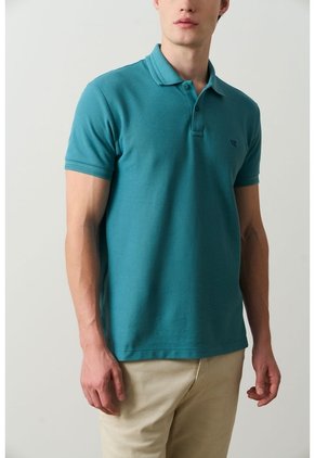 Polo Manga Corta Essential Para Hombre Textura Polo Manga Corta Essential Para Hombre Textura Azul Aguamarina XS VÉLEZ