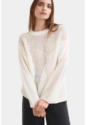 Sweater Escarlata Tejido Para Mujer Textura Asimétrica Sweater Escarlata Tejido Para Mujer Textura Asimétrica Crema S Vélez