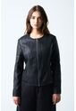 Chaqueta De Cuero Tejido Para Mujer Woven Chaqueta De Cuero Tejido Para Mujer Woven Negro L VÉLEZ de Vélez