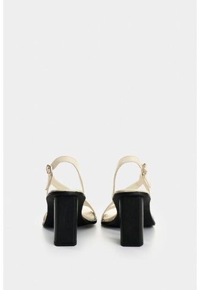 Sandalia Tacón Canes De Cuero Para Mujer Hebilla Hexagonal Sandalia Tacón Canes De Cuero Para Mujer Hebilla Hexagonal Blanco 40 VÉLEZ