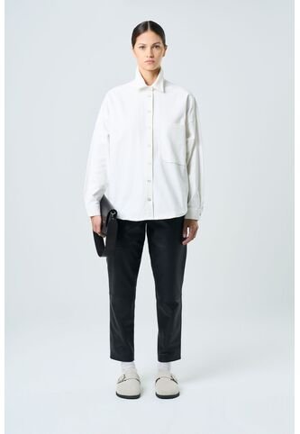 Camisa Avellano Manga Larga Oversized Para Mujer Hombro Rodado Camisa Avellano Manga Larga Oversized Para Mujer Hombro Rodado Crema L VÉLEZ Vélez