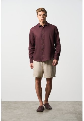 Camisa Manga Larga En Lino Para Hombre Silueta Semi Ajustada Camisa Manga Larga En Lino Para Hombre Silueta Semi Ajustada Vinotinto S VÉLEZ Vélez