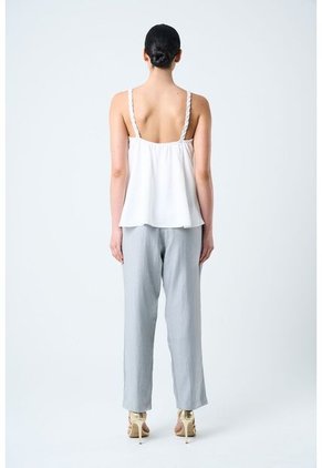 Camisa Canes Fit Holgado Para Mujer Detalle Trenzado Camisa Canes Fit Holgado Para Mujer Detalle Trenzado Crema L VÉLEZ