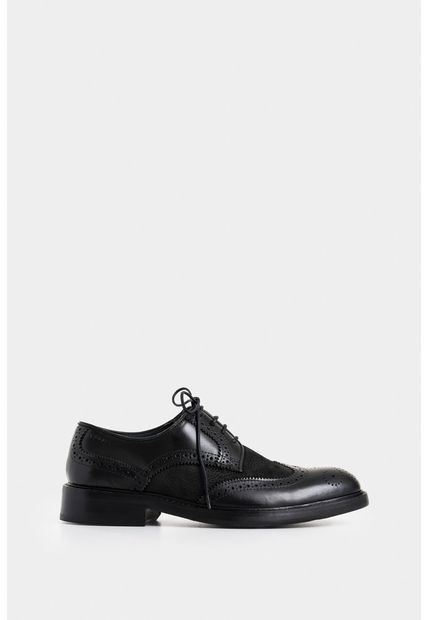 Zapatos Cordón Solar De Cuero Para Hombre Combinación De Texturas Zapatos Cordón Solar De Cuero Para Hombre Combinación De Texturas Negro 46 Vélez