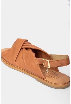 Sandalia Plana De Cuero Para Mujer Enlazado