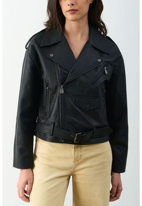 Chaqueta Biker De Cuero Para Mujer Tessa Chaqueta Biker De Cuero Para Mujer Tessa Negro L VÉLEZ
