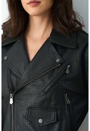 Chaqueta Biker De Cuero Para Mujer Tessa Chaqueta Biker De Cuero Para Mujer Tessa Negro L VÉLEZ