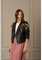 Chaqueta Biker De Cuero Para Mujer Bordado Jardín de Vélez