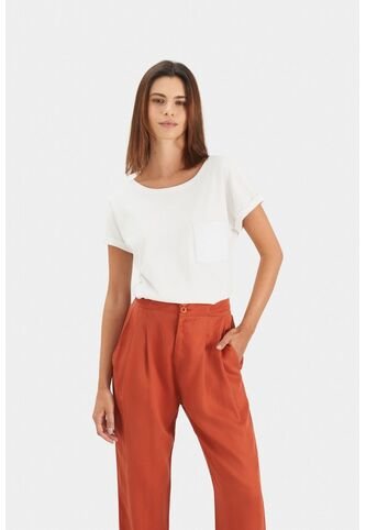 Camiseta Manga Corta Para Mujer Bolsillo Cuero Camiseta Manga Corta Para Mujer Bolsillo Cuero Blanco L VÉLEZ Vélez