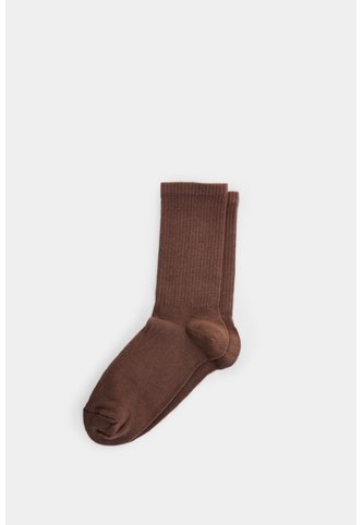 Calcetines Media Pierna Acanalado Para Hombre Diseño Deportivo Calcetines Media Pierna Acanalado Para Hombre Diseño Deportivo Cafe XS VÉLEZ Vélez