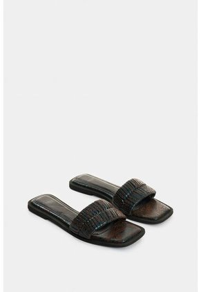 Sandalia Plana De Cuero Trenzado Para Mujer Cala Sandalia Plana De Cuero Trenzado Para Mujer Cala Cafe 36 VÉLEZ