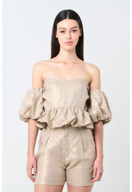 Camisa Elios En Lino Para Mujer Silueta Cropped Camisa Elios En Lino Para Mujer Silueta Cropped Arena S VÉLEZ