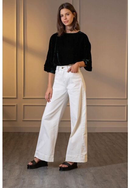 Pantalón Wide Leg Nilo Para Mujer Tiro Alto Blanco Pantalón Wide Leg Nilo Para Mujer Tiro Alto Blanco 12 Vélez