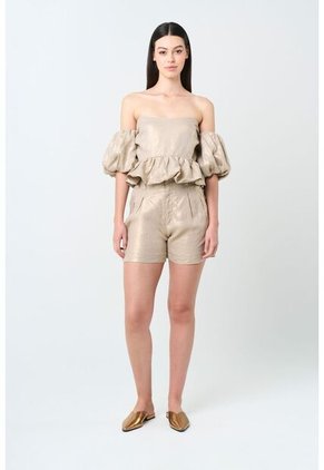 Camisa Elios En Lino Para Mujer Silueta Cropped Camisa Elios En Lino Para Mujer Silueta Cropped Arena S VÉLEZ