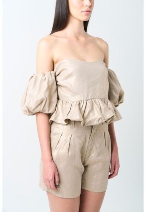 Camisa Elios En Lino Para Mujer Silueta Cropped Camisa Elios En Lino Para Mujer Silueta Cropped Arena S VÉLEZ