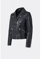 Chaqueta Silueta Tipo Biker De Cuero Para Mujer Cremalleras Chaqueta Silueta Tipo Biker De Cuero Para Mujer Cremalleras Negro M VÉLEZ de Vélez