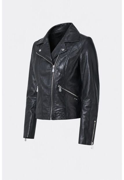 Chaqueta Silueta Tipo Biker De Cuero Para Mujer Cremalleras Chaqueta Silueta Tipo Biker De Cuero Para Mujer Cremalleras Negro M VÉLEZ