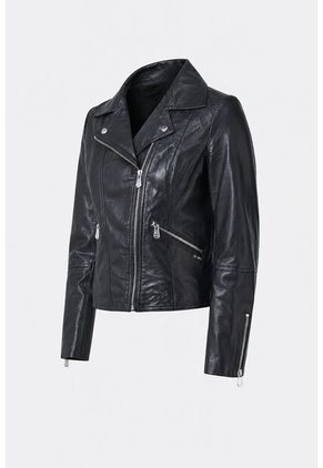 Chaqueta Silueta Tipo Biker De Cuero Para Mujer Cremalleras Chaqueta Silueta Tipo Biker De Cuero Para Mujer Cremalleras Negro M VÉLEZ