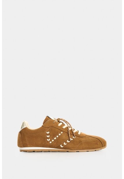 Sneaker De Cuero Carnaza Para Mujer Savanna Stitch Sneaker De Cuero Carnaza Para Mujer Savanna Stitch Miel 38 VÉLEZ