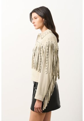 Chaqueta Trucker De Gamuza Con Flecos Para Mujer Dakota Chaqueta Trucker De Gamuza Con Flecos Para Mujer Dakota Arena L VÉLEZ