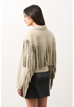 Chaqueta Trucker De Gamuza Con Flecos Para Mujer Dakota Chaqueta Trucker De Gamuza Con Flecos Para Mujer Dakota Arena L VÉLEZ