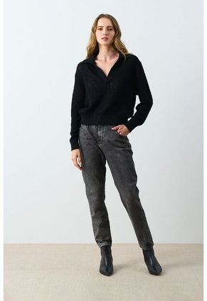 Polo Tejida Manga Larga Para Mujer Hazel Polo Tejida Manga Larga Para Mujer Hazel Negro XL VÉLEZ