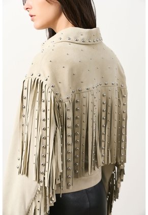 Chaqueta Trucker De Gamuza Con Flecos Para Mujer Dakota Chaqueta Trucker De Gamuza Con Flecos Para Mujer Dakota Arena L VÉLEZ
