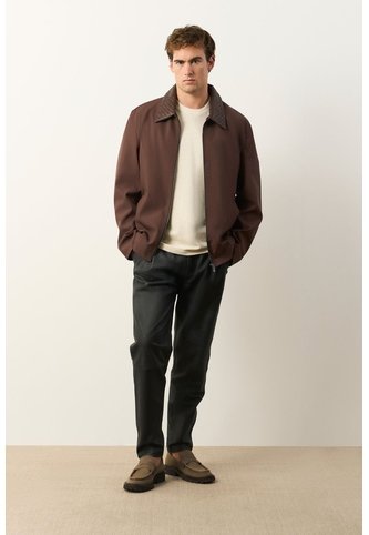 Chaqueta De Tela Y Cuero Para Hombre Hazel Chaqueta De Tela Y Cuero Para Hombre Hazel Cafe XXL VÉLEZ Vélez