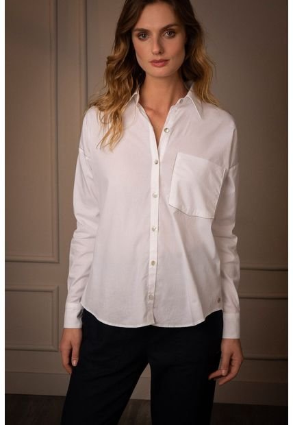 Camisa Basic Para Mujer Popelina Manga Larga Blanco Camisa Basic Para Mujer Popelina Manga Larga Blanco L Vélez