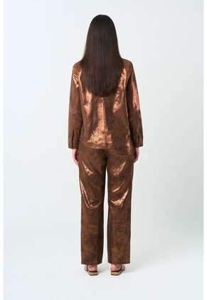 Chaqueta De Cuero Gamuzado Para Mujer Glass Chaqueta De Cuero Gamuzado Para Mujer Glass Bronce S VÉLEZ