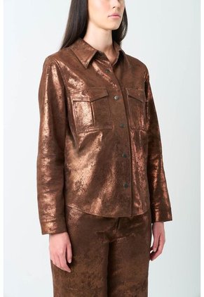 Chaqueta De Cuero Gamuzado Para Mujer Glass Chaqueta De Cuero Gamuzado Para Mujer Glass Bronce S VÉLEZ
