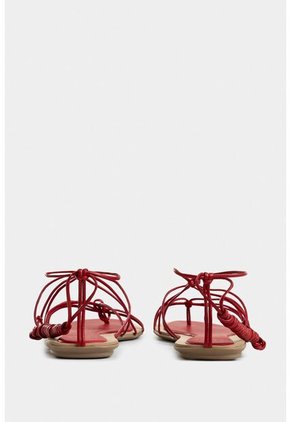 Sandalia Plana Geranio De Cuero Folia Para Mujer Amarre Al Tobillo Sandalia Plana Geranio De Cuero Folia Para Mujer Amarre Al Tobillo Rojo 40 VÉLEZ