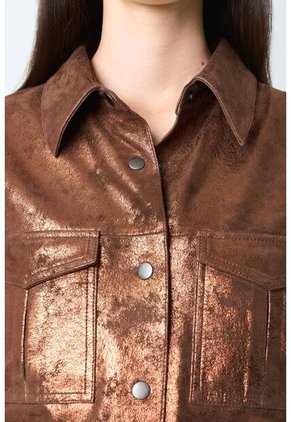 Chaqueta De Cuero Gamuzado Para Mujer Glass Chaqueta De Cuero Gamuzado Para Mujer Glass Bronce S VÉLEZ