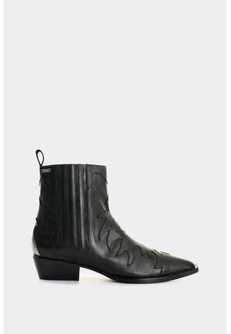 Botines Texanos De Cuero Para Mujer Nara Botines Texanos De Cuero Para Mujer Nara Negro 38 VÉLEZ Vélez