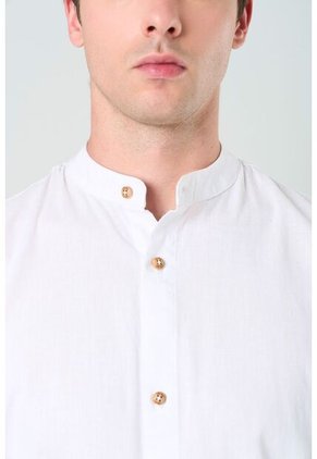 Camisa Manga Larga Para Hombre Cuello Nerú Camisa Manga Larga Para Hombre Cuello Nerú Blanco XL VÉLEZ