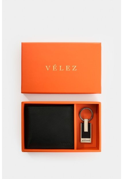 Kit Billetera + Llavero De Cuero Para Hombre Boyeros 2 Kit Billetera + Llavero De Cuero Para Hombre Boyeros 2 Negro VÉLEZ