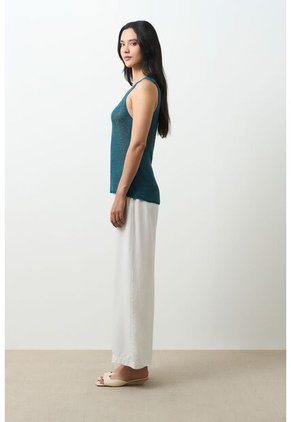 Camiseta Tejida Para Mujer Efecto Metalizado Lúrex Camiseta Tejida Para Mujer Efecto Metalizado Lúrex Azul Aguamarina S VÉLEZ
