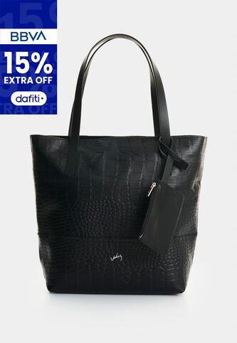 Shopping De Cuero Grabado Para Mujer Verona Shopping De Cuero Grabado Para Mujer Verona Negro VÉLEZ Vélez