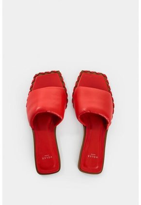 Sandalia Plana De Cuero Para Mujer Aurora Sandalia Plana De Cuero Para Mujer Aurora Rojo 41 VÉLEZ