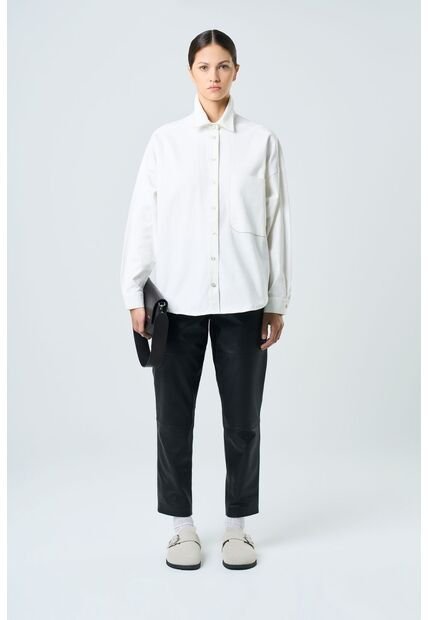 Camisa Avellano Manga Larga Oversized Para Mujer Hombro Rodado Camisa Avellano Manga Larga Oversized Para Mujer Hombro Rodado Crema XXL VÉLEZ