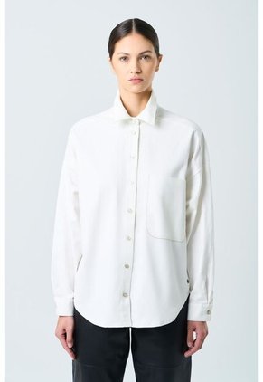 Camisa Avellano Manga Larga Oversized Para Mujer Hombro Rodado Camisa Avellano Manga Larga Oversized Para Mujer Hombro Rodado Crema XXL VÉLEZ