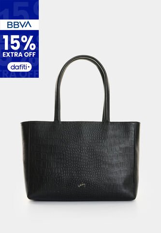Shopping De Cuero Grabado Para Mujer Cala Shopping De Cuero Grabado Para Mujer Cala Negro VÉLEZ Vélez